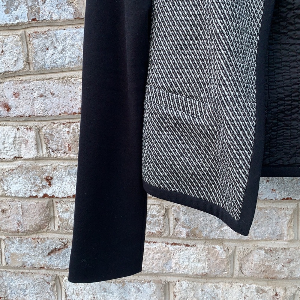 Theory Black And White Drape Front Open Blazer 8 - image 3